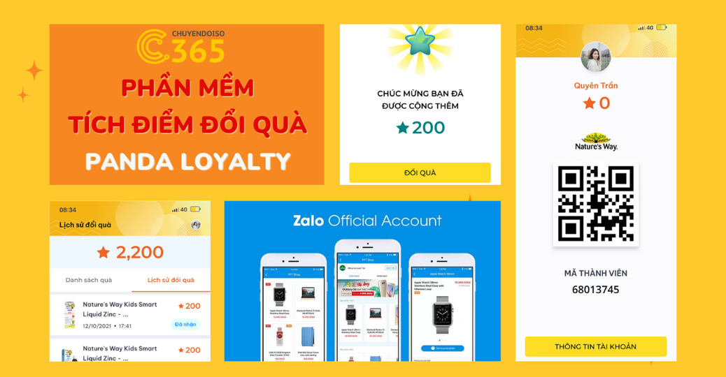 Phần mềm tích điểm đổi quà, chăm sóc khách hàng Panda Loyalty tích hợp Zalo OA
