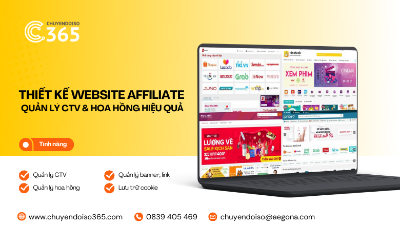 Thiết kế Website Affiliate | Quản Lý CTV & Hoa Hồng Hiệu Quả