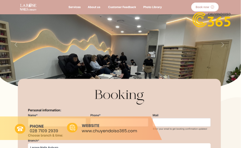 website đặt lịch salon nail