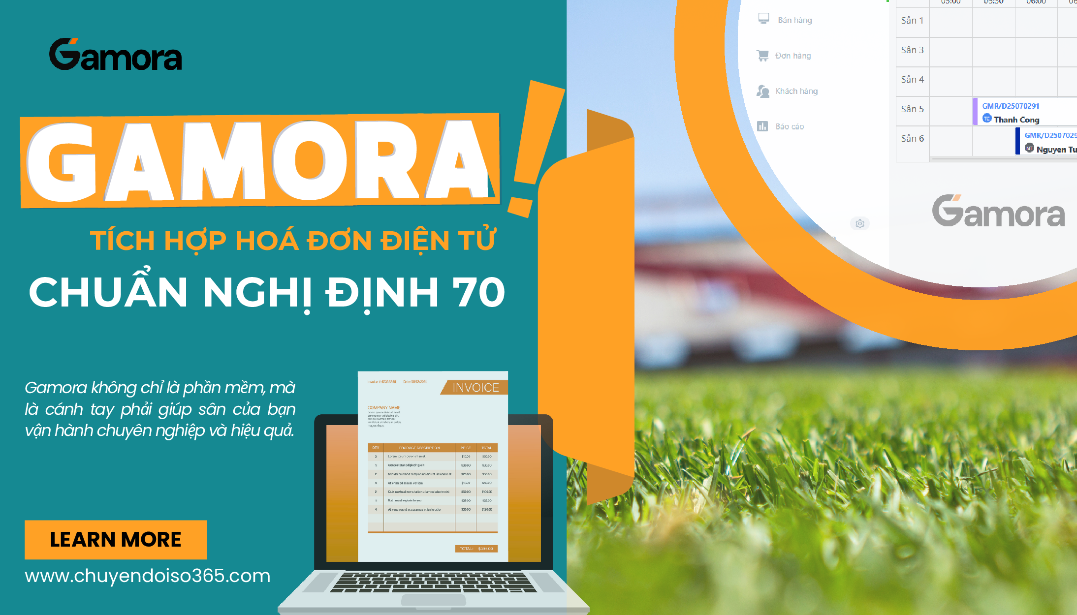 Phần mềm quản lý sân tập tích hợp HDDT chuẩn nghị định 70  