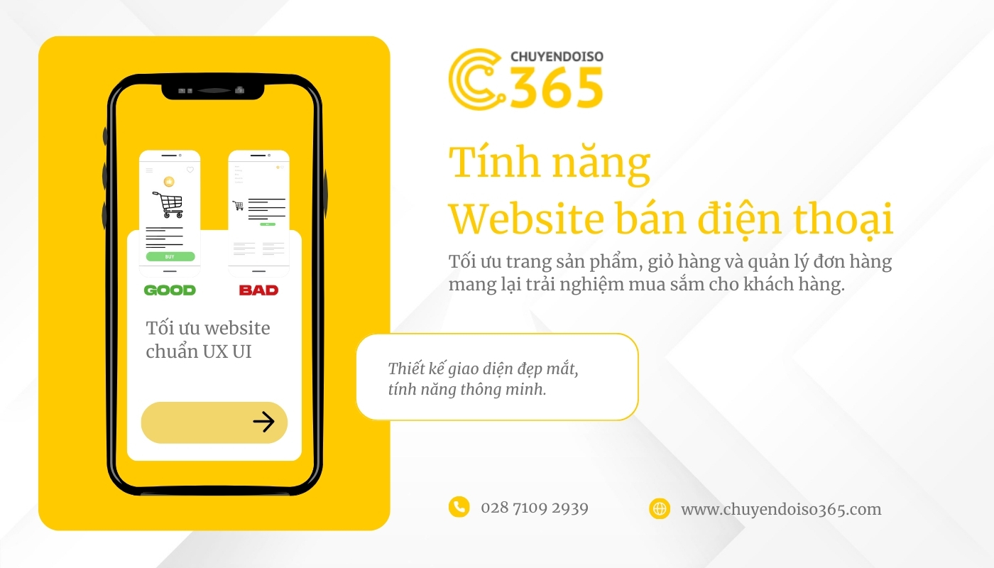 Tính năng thiết kế website bán điện thoại