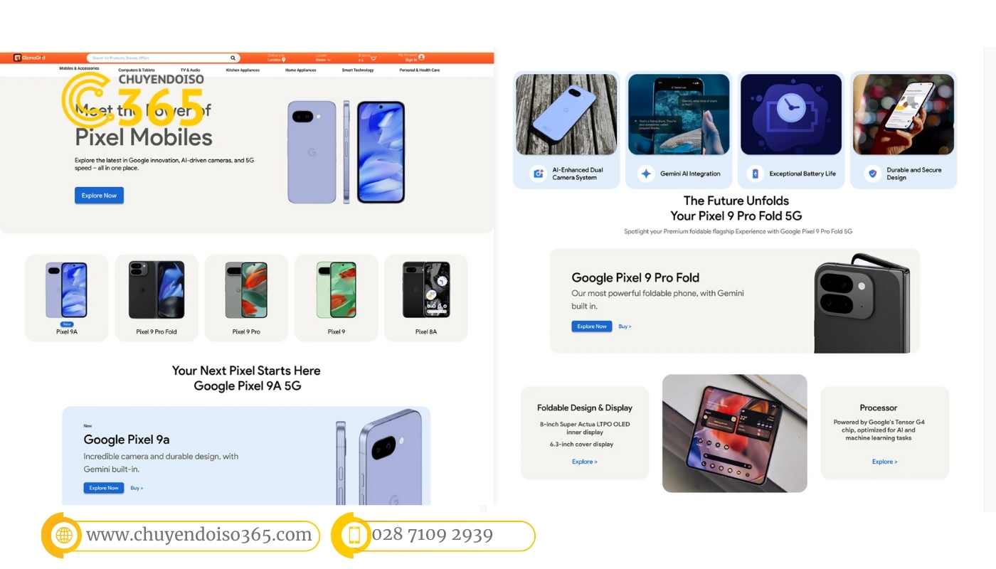 Mẫu thiết kế website bán điện thoại